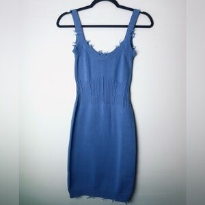 ❗️NEW Ser.o.ya distressed Blue Sleeveless Knit Dress fitted corset style XS